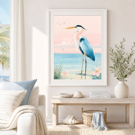 Impresión artística de garza costera pastel