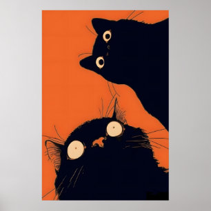 Impresión artística de gatos negros Anime Pop Art,