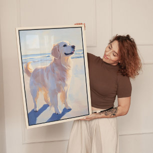 Impresión artística de Golden Retriever en la play