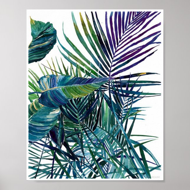 Impresión artística de hojas tropicales (Frente)