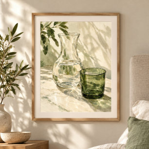 Impresión artística de jarra y vidrio verde