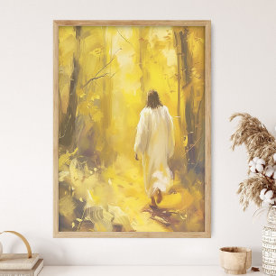 Impresión artística de Jesús Cristo caminando, gra