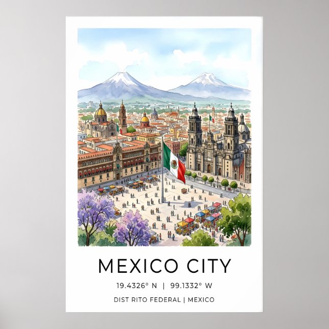 Impresión artística de la Ciudad de México Escena  (Frente)
