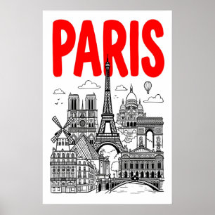 Impresión artística de la ciudad de París con tipo