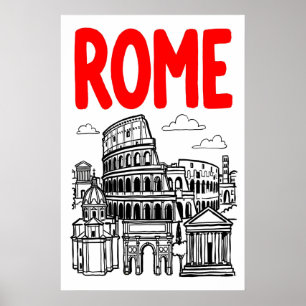 Impresión artística de la ciudad de Roma con tipog