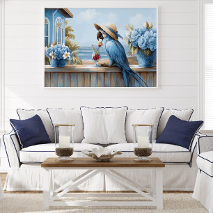 Impresión artística de loro azul costero Póster