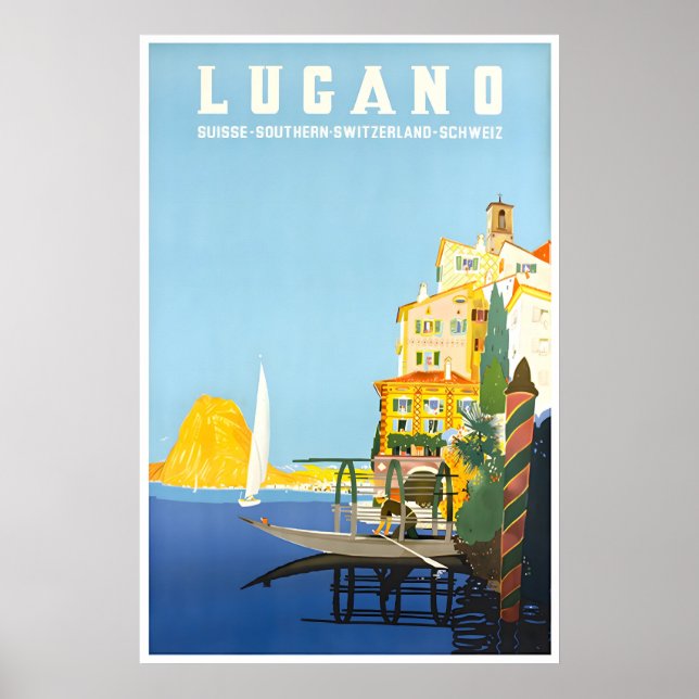 Impresión artística de Lugano Suiza Póster de viaj (Frente)