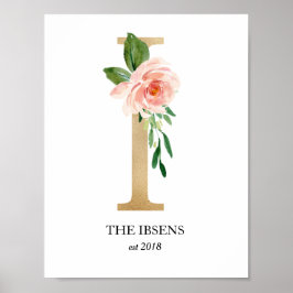 Impresión artística de monograma, letra I, boda, g