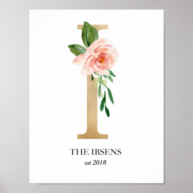 Impresión artística de monograma, letra I, boda, g (Frente)