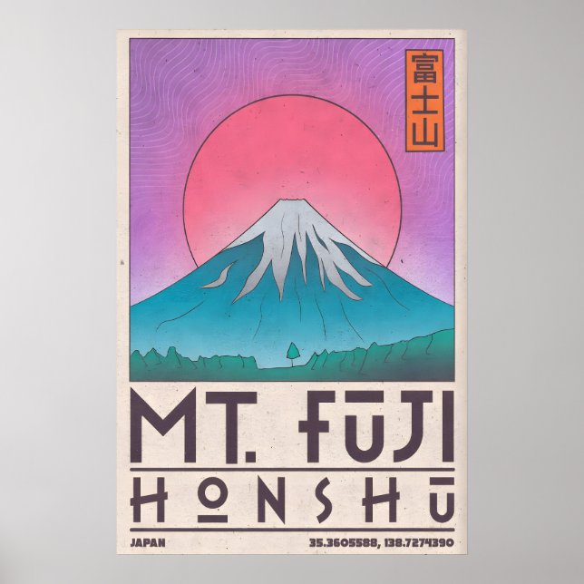 Impresión artística de Mt Fuji Póster de viaje min (Frente)
