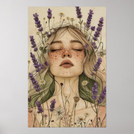 Impresión artística de niña Cottagecore estética