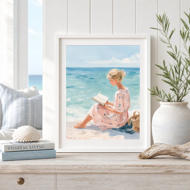 Impresión artística de niña leyendo junto al mar (Subido por el creador)