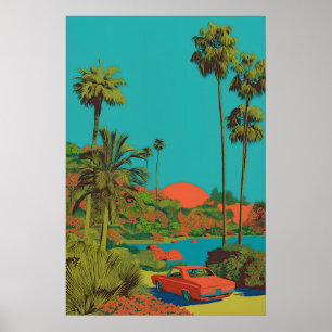 Impresión artística de Palm Springs, coche moderno