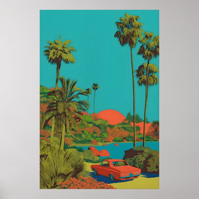 Impresión artística de Palm Springs, coche moderno (Frente)