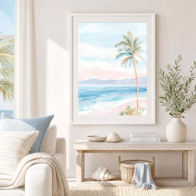 Impresión artística de palmera en la playa serena (Subido por el creador)