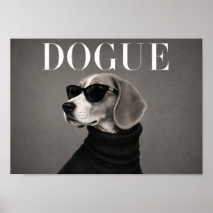 Impresión artística de perro Beagle negro y blanco