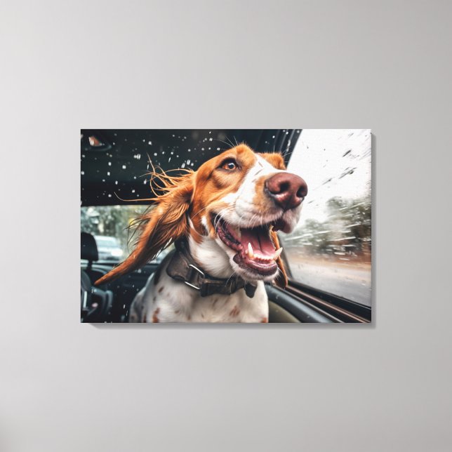 Impresión artística de perro emocionado en un pase (Anverso)