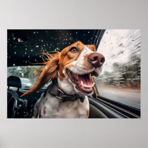 Impresión artística de perro emocionado en un pase