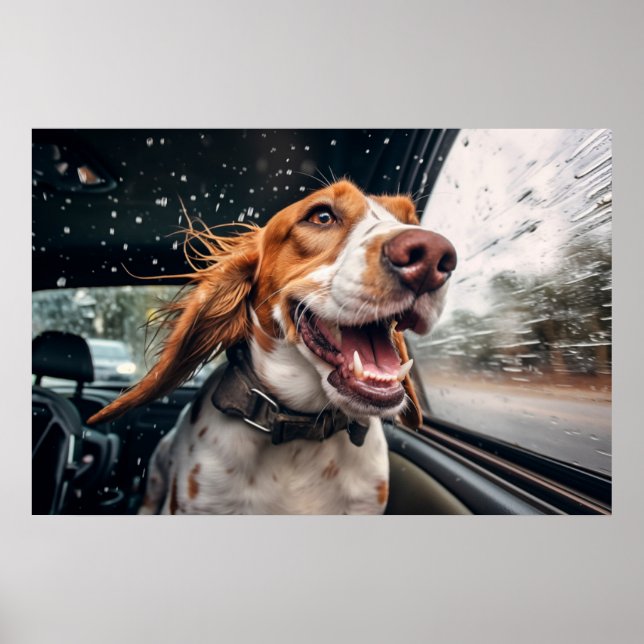 Impresión artística de perro emocionado en un pase (Frente)