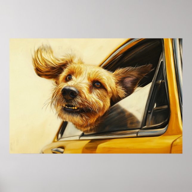 Impresión artística de perro juguetón disfrutando  (Frente)
