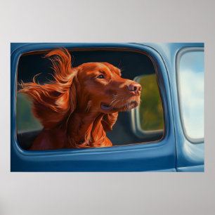 Impresión artística de perro rojo disfrutando de u