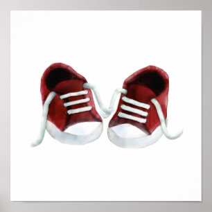Impresión artística de pintura de zapatillas rojas