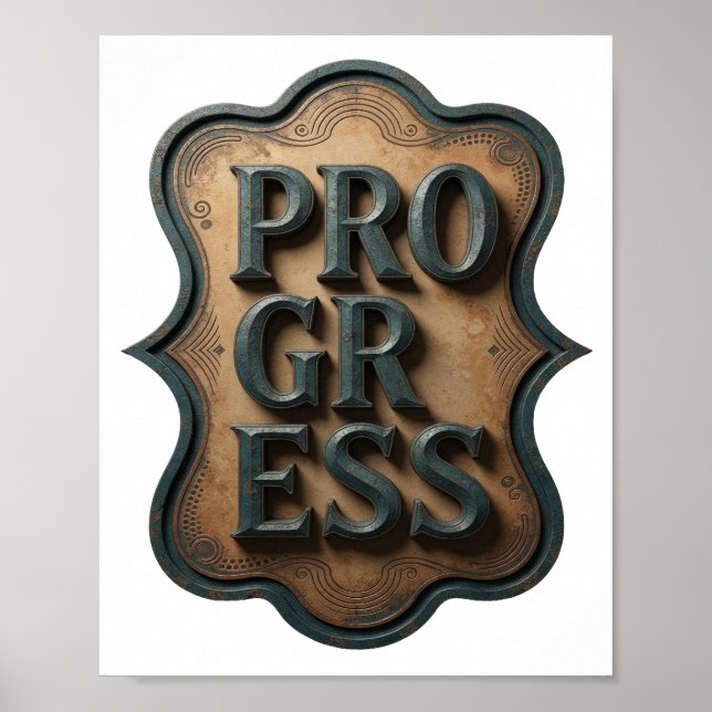 Impresión artística de PROGRESO en cian (Frente)