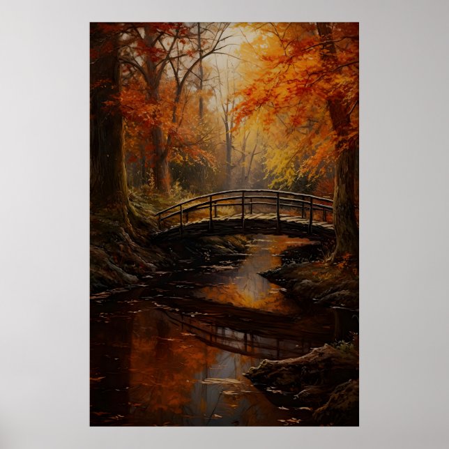 Impresión artística de puente de arroyo en bosque  (Frente)