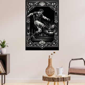 Impresión artística de rugby de gran estilo Deco