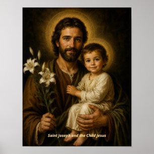 Impresión artística de San José y el Niño Jesús