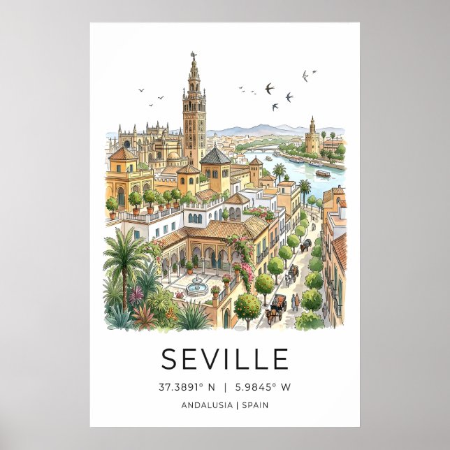 Impresión artística de Sevilla Ilustrada con (Frente)