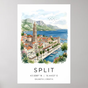 Impresión artística de Split Dalmacia Acuarela Fre