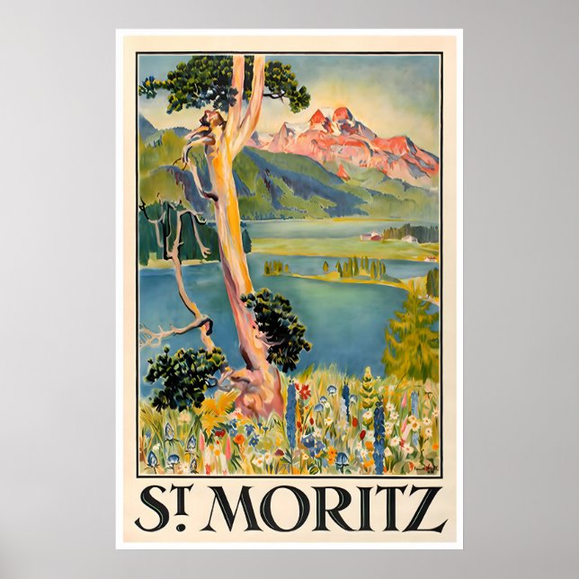 Impresión artística de St. Moritz Suiza Hogar suiz (Frente)