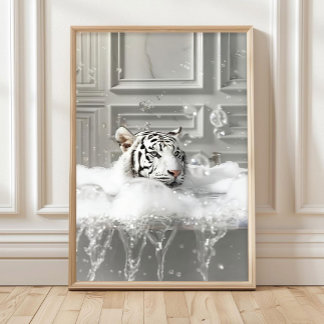 Impresión artística de Tigre Blanco en Bañera Deco