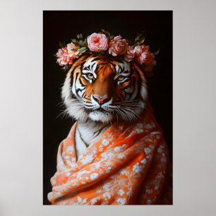 Impresión artística de tigre botánico, animal alte