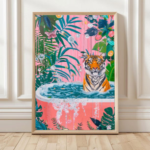 Impresión artística de tigre en bañera, Arte de pa