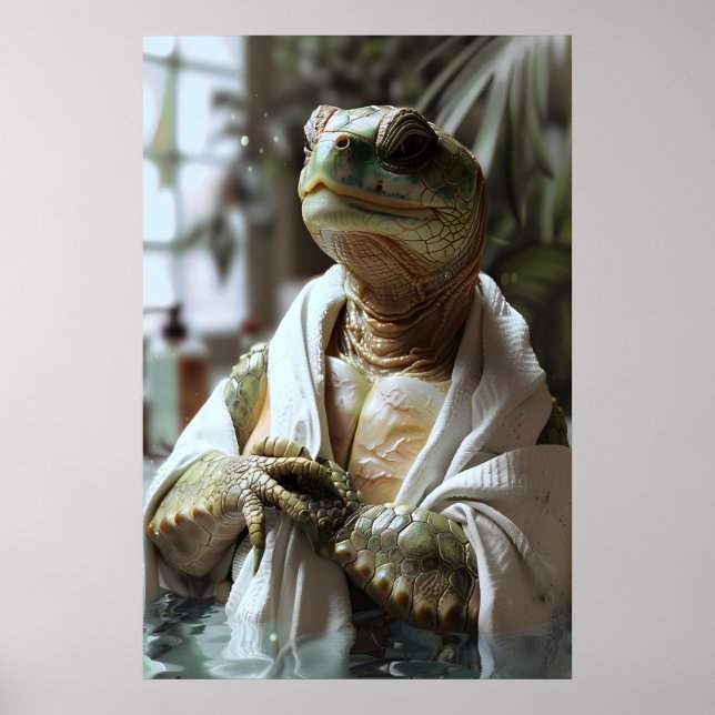 Impresión artística de tortuga con bata, animal di (Frente)