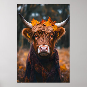 Impresión artística de vaca de las tierras altas, 