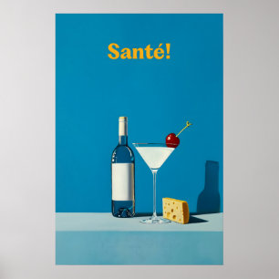 Impresión artística de vino y queso Martini Cockta