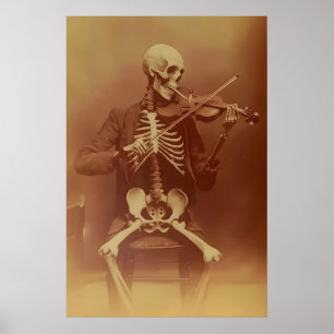 Impresión artística de violinista esqueleto, hogar