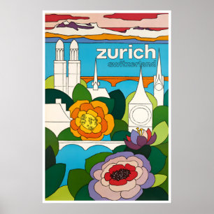 Impresión artística de Zúrich Suiza Póster de viaj