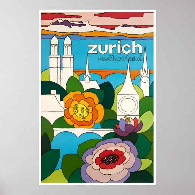 Impresión artística de Zúrich Suiza Póster de viaj (Frente)