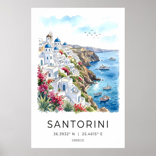 Impresión artística del acantilado de Santorini Vi (Frente)