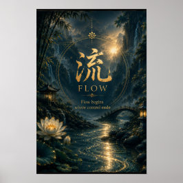 Impresión artística del carácter chino 流 (Liú) Flu