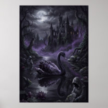 Impresión artística del lago oscuro cisne negro gó