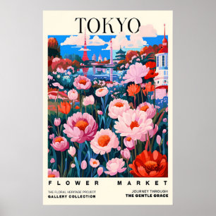 Impresión artística del mercado de flores de Tokio