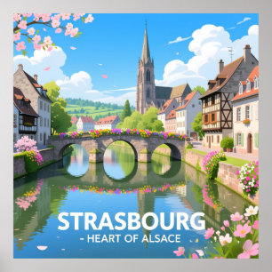 Impresión artística del paisaje urbano de Estrasbu
