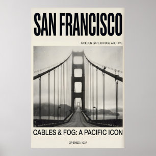 Impresión artística del puente Golden Gate Niebla 