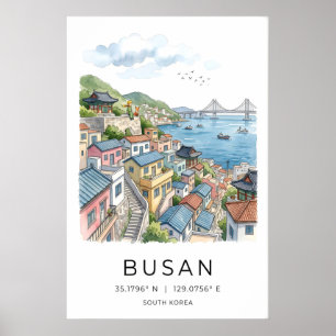 Impresión artística del puerto de Busan Escena cos