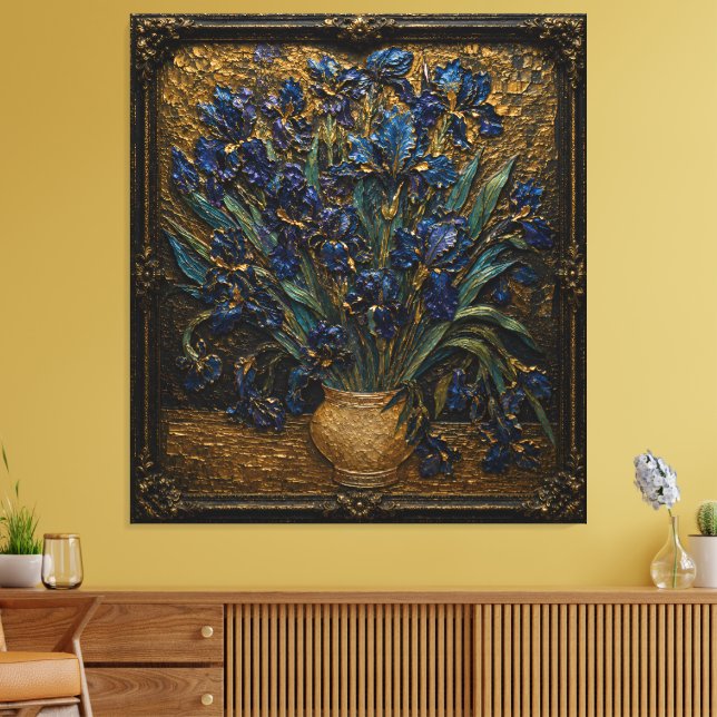 Impresión artística en relieve de Irises de Van Go (Insitu (Sala de estar))